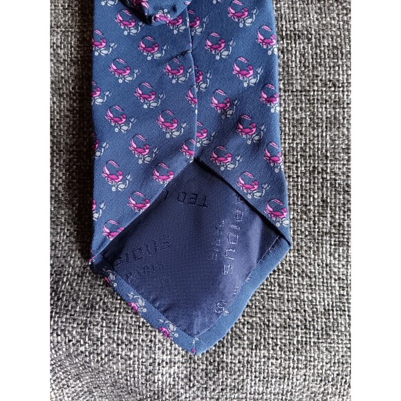Dress Tie 70s 80s 90s Y2k Mens Ted Lapidus Silk Blue classic 3 Wide - Picture 3 of 5